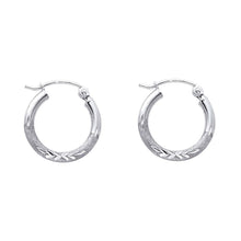 Load image into Gallery viewer, 14K White Gold 2mm Diamond Cut GOLD EARRINGS