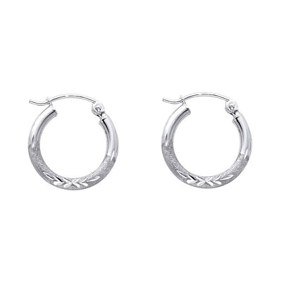 14K White Gold 2mm Diamond Cut GOLD EARRINGS