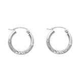 14K White Gold 2mm Diamond Cut GOLD EARRINGS