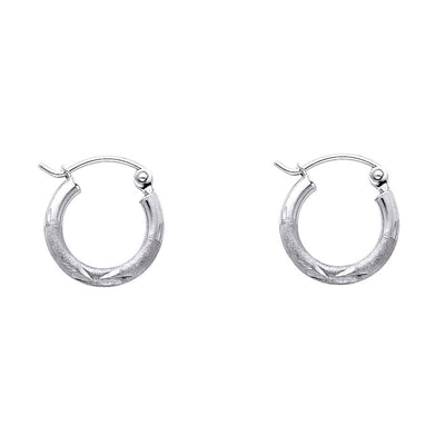 14K White Gold 2mm Diamond Cut GOLD EARRINGS