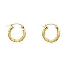 Load image into Gallery viewer, 14K Yellow Gold 2mm Diamond Cut Hoop Earrings