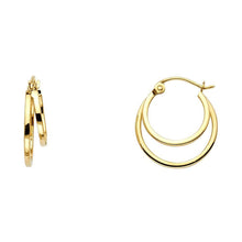 Load image into Gallery viewer, 14K Yellow Gold 4mm Double Fancy Hoop Earrings