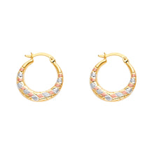 Load image into Gallery viewer, 14K Tricolor Double Face X Design Hollow Earring Approximately 1.6 Grams