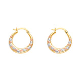 14K Tricolor Double Face X Design Hollow Earring Approximately 1.6 Grams