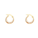 14K Tricolor Double Face X Design Hollow Earring Approximately 1.1 Grams