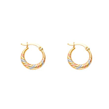 Load image into Gallery viewer, 14K Tricolor Double Face Diagonal Design Hollow Earring Approximately 1.1 Grams