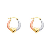 14K Tricolor Double Face Heart Design Hollow Earring Approximately 2 Grams