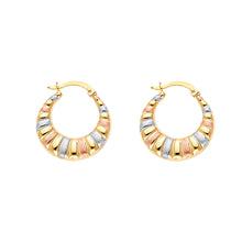 Load image into Gallery viewer, 14K Tricolor Double Face Designed Round Hollow Earring Approximately 2.1 Grams