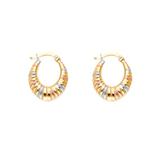 Load image into Gallery viewer, 14K Tricolor Double Face Designed Hollow Earring Approximately 2.1 Grams