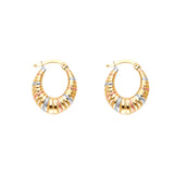 14K Tricolor Double Face Designed Hollow Earring Approximately 2.1 Grams