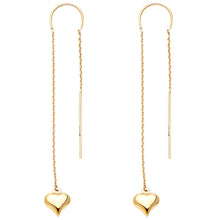 Load image into Gallery viewer, 14K Yellow Double Lines Chain Heart Earring