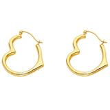 14k Yellow Gold 25mm Heart Earrings