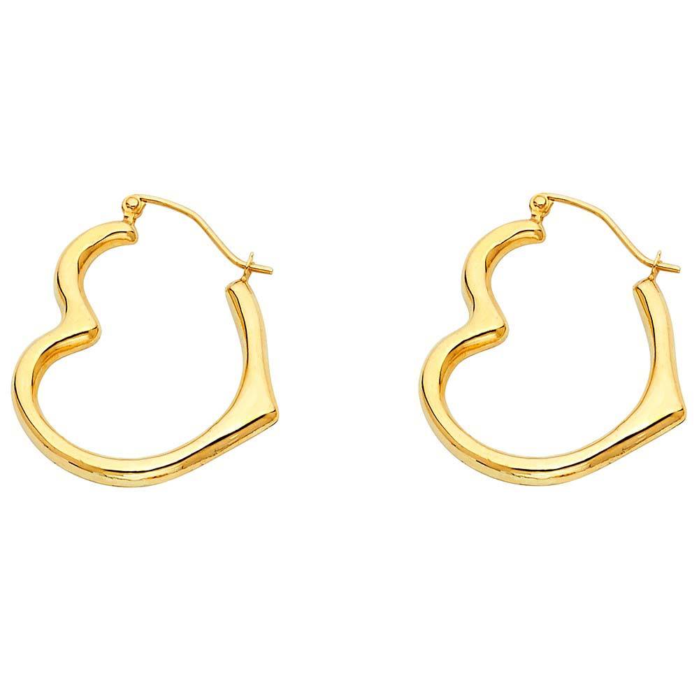 14k Yellow Gold 20mm Heart Earrings