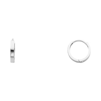 14K White Gold 2mm Square Tube Huggies Earrings