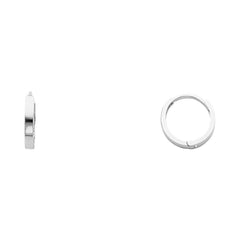 14K White Gold 2mm Square Tube Huggies Earrings