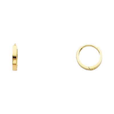 14K Yellow Gold 2mm Square Tube Huggies Earrings