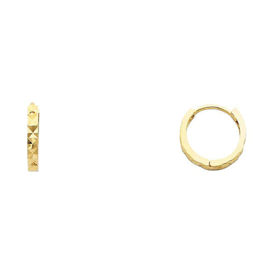 14K Yellow Gold 2mm Square Tube Huggies Earrings