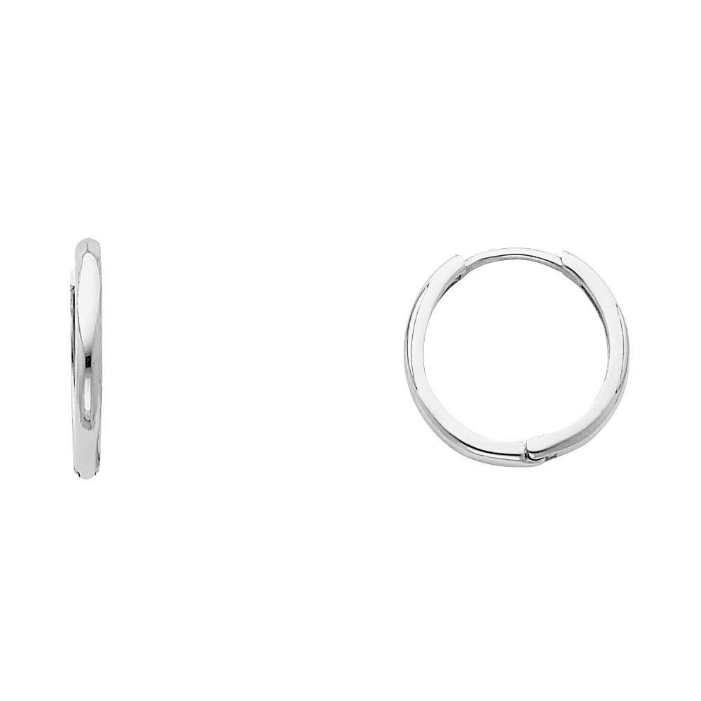 14K White Gold 2mm Huggies Earrings