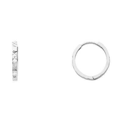 14K White Gold 2mm Square Huggies Earrings