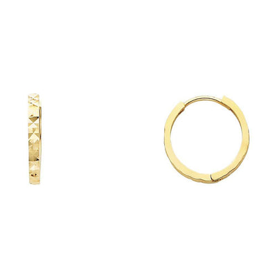 14K Yellow Gold 2mm Square Huggies Earrings