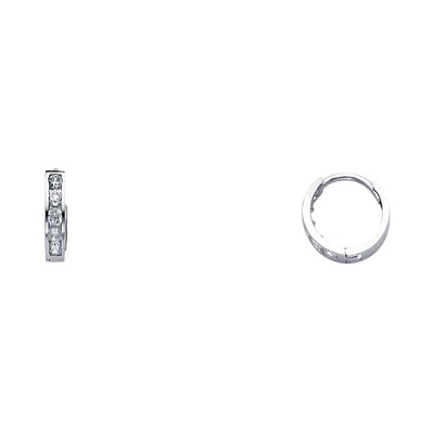 14K White Gold 2mm CZ Huggies Earrings