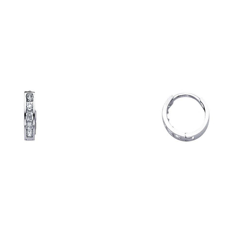 14K White Gold 2mm CZ Huggies Earrings