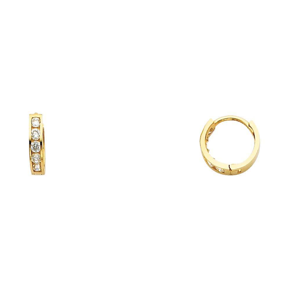 14K Yellow Gold 2mm CZ Huggies Earrings