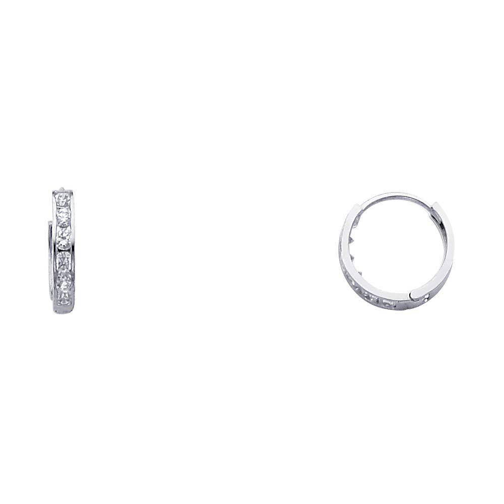 14K White Gold 2mm CZ Huggies Earrings