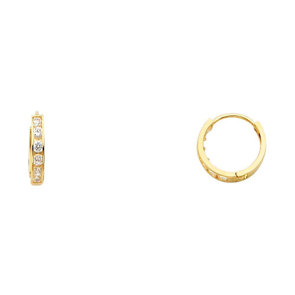 14K Yellow Gold 2mm CZ Huggies Earrings