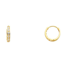 Load image into Gallery viewer, 14K Yellow Gold 2mm CZ Huggies Earrings