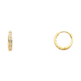 14K Yellow Gold 2mm CZ Huggies Earrings