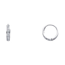 Load image into Gallery viewer, 14K White Gold 2mm CZ Huggies Earrings
