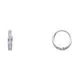 14K White Gold 2mm CZ Huggies Earrings