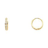 14K Yellow Gold 2mm CZ Huggies Earrings