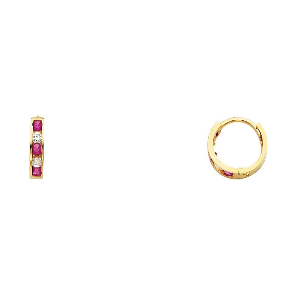 14K Yellow Gold 2mm CZ Huggies Earrings