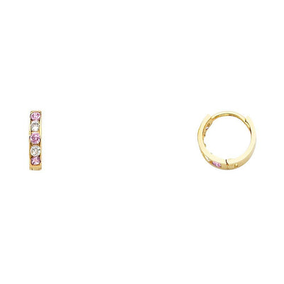 14K Yellow Gold 2mm CZ Huggies Earrings