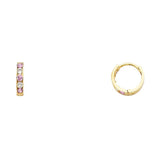 14K Yellow Gold 2mm CZ Huggies Earrings