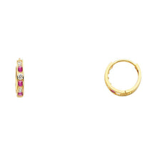 Load image into Gallery viewer, 14K Yellow Gold 2mm CZ Huggies Earrings