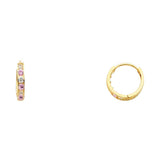 14K Yellow Gold 2mm CZ Huggies Earrings