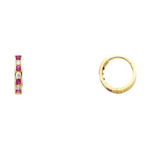 Load image into Gallery viewer, 14K Yellow Gold 2mm CZ Huggies Earrings