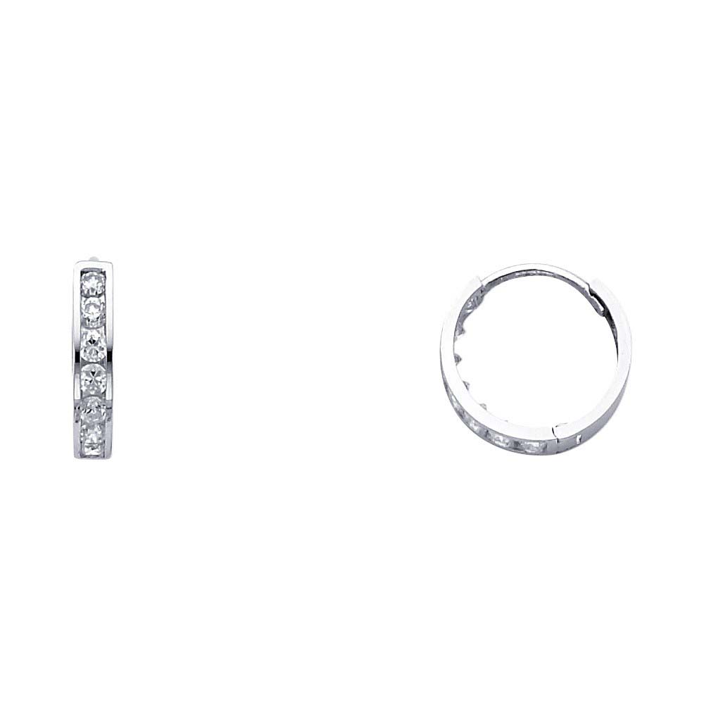 14K White Gold 2mm CZ Huggies Earrings