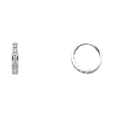 14K White Gold 2mm CZ Huggies Earrings