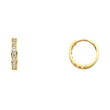 Load image into Gallery viewer, 14K Yellow Gold 2mm CZ Huggies Earrings