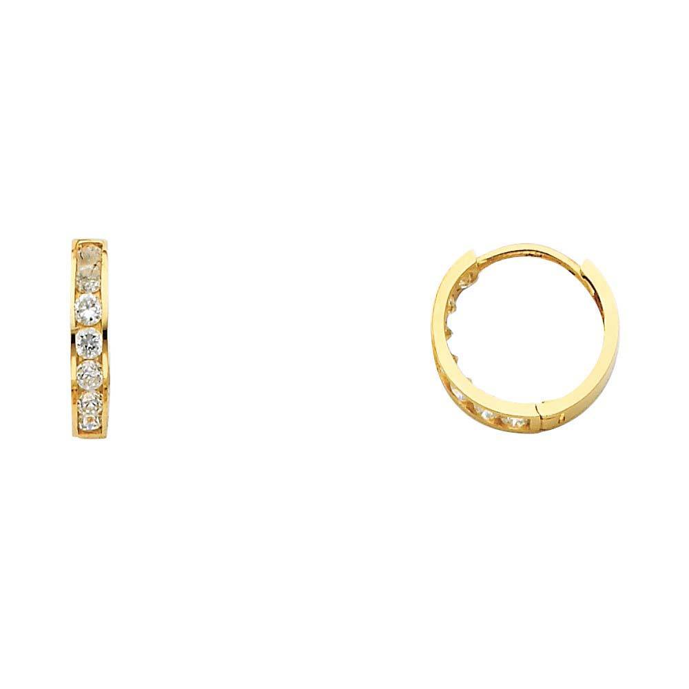 14K Yellow Gold 2mm CZ Huggies Earrings