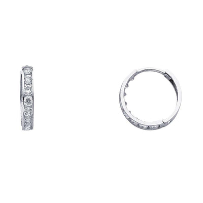 14K White Gold 2mm CZ Huggies Earrings