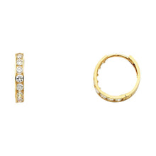 Load image into Gallery viewer, 14K Yellow Gold 2mm CZ Huggies Earrings