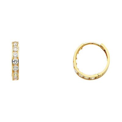 14K Yellow Gold 2mm CZ Huggies Earrings