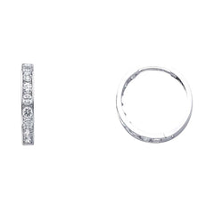 14K White Gold 3mm CZ Huggies Earrings