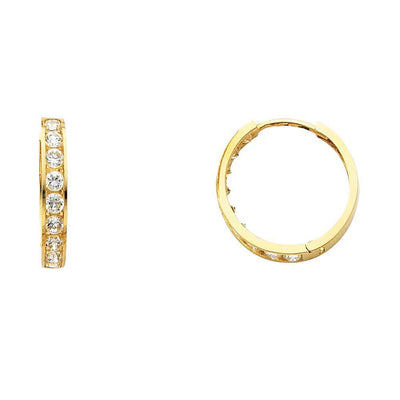 14K Yellow Gold 3mm CZ Huggies Earrings