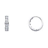 14K White Gold 4mm CZ Huggies Earrings